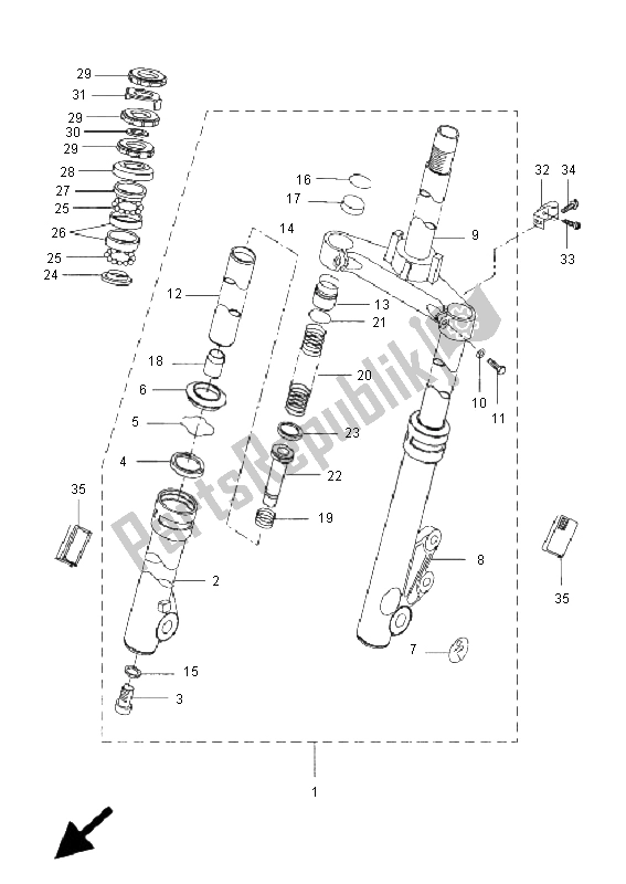 All parts for the Front Fork of the Yamaha CW 50L BWS 2006