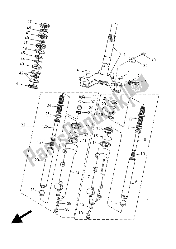 Tutte le parti per il Forcella Anteriore del Yamaha EW 50N 2013
