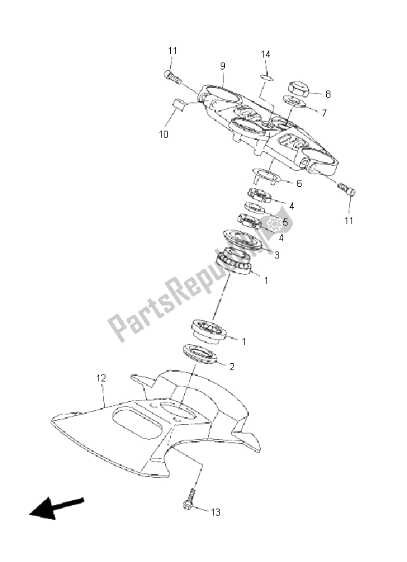 All parts for the Steering of the Yamaha FJR 1300A 2009