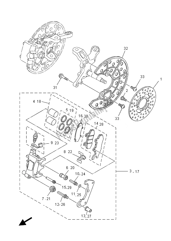 All parts for the Front Brake Caliper of the Yamaha YFZ 450 RD 2013