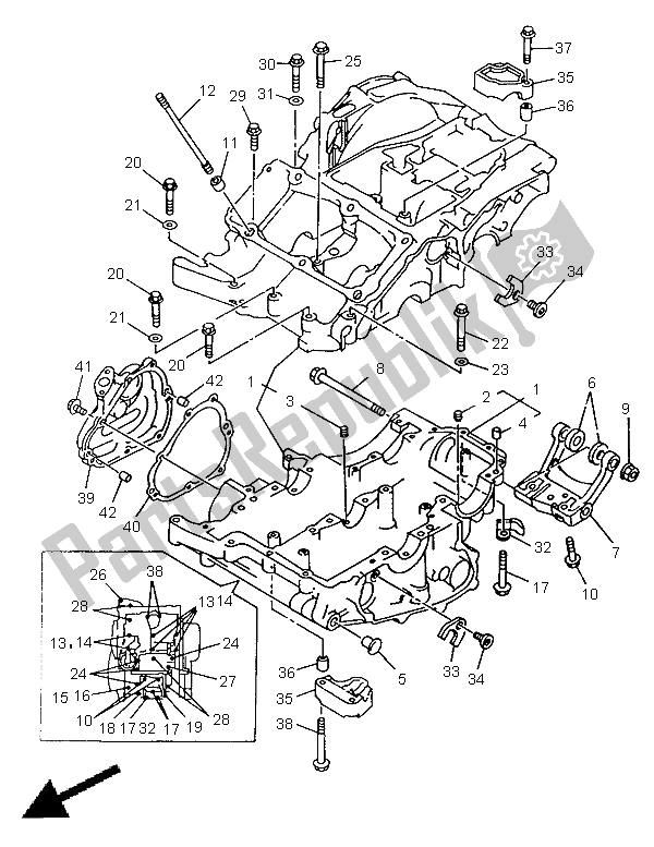 Todas las partes para Caja Del Cigüeñal de Yamaha TRX 850 1998