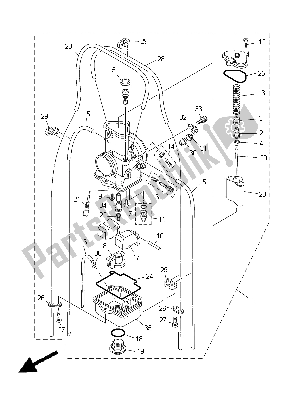 All parts for the Carburetor of the Yamaha YZ 125 2012