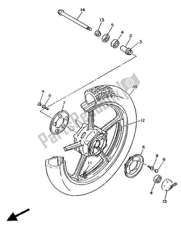 Toutes les pièces pour le Roue Avant du Yamaha XV 1000 SE Virago 1988