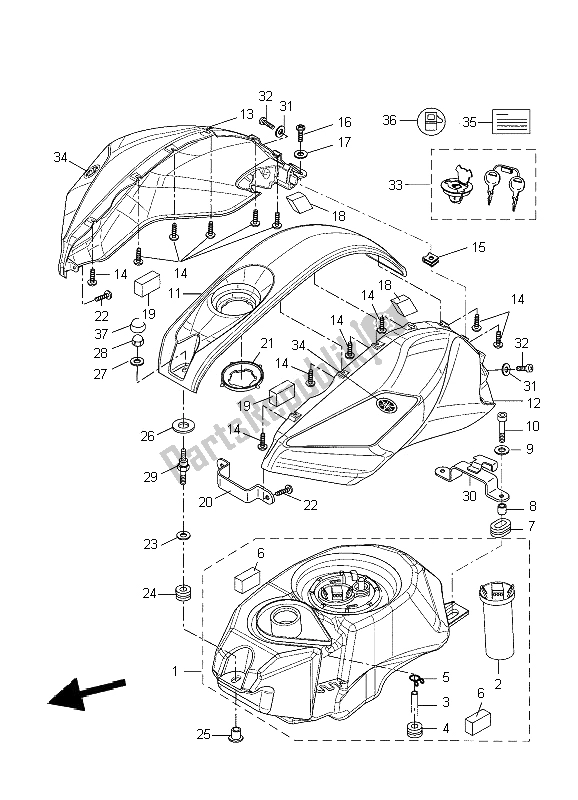 Tutte le parti per il Serbatoio Di Carburante del Yamaha YZF R 125 2009