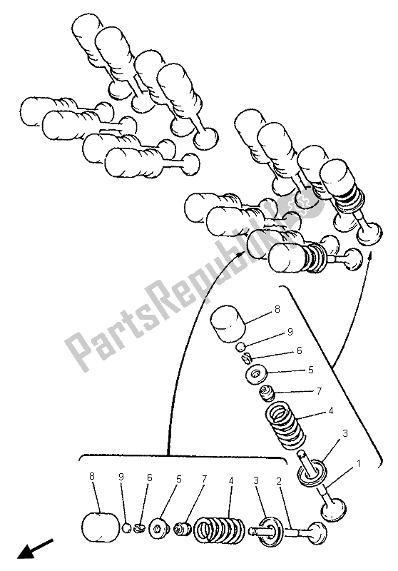 Toutes les pièces pour le Soupape du Yamaha YZF 600R Thundercat 1996