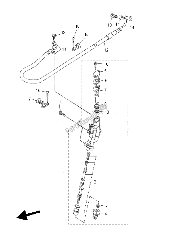 Tutte le parti per il Pompa Freno Posteriore del Yamaha WR 450F 2010