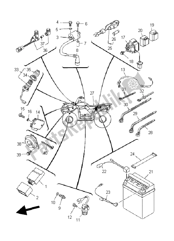 All parts for the Electrical 1 of the Yamaha YFM 125 Grizzly 2007