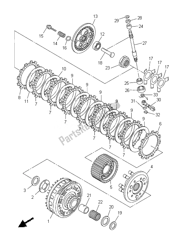 All parts for the Clutch of the Yamaha YZF R6 600 2013