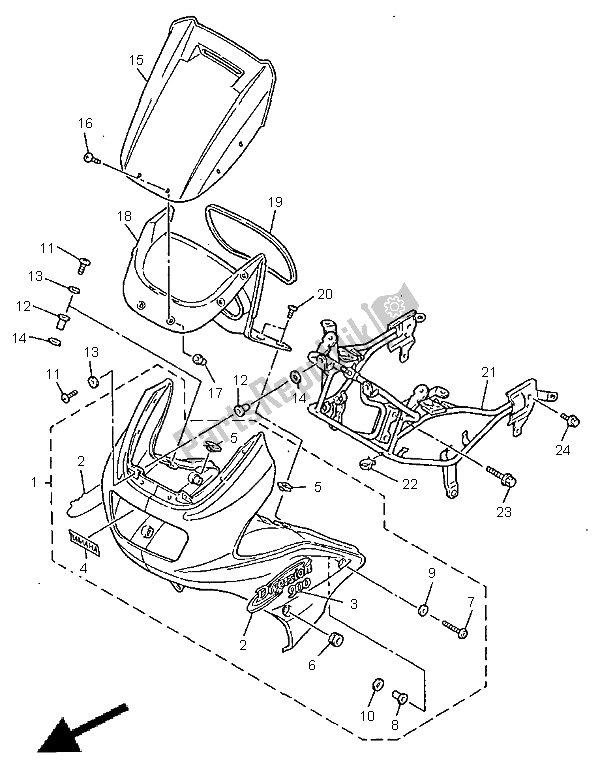 All parts for the Cowling 1 of the Yamaha XJ 900S Diversion 1998