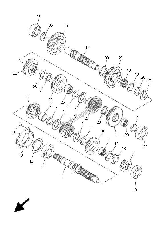 All parts for the Transmission of the Yamaha FJR 1300A 2010