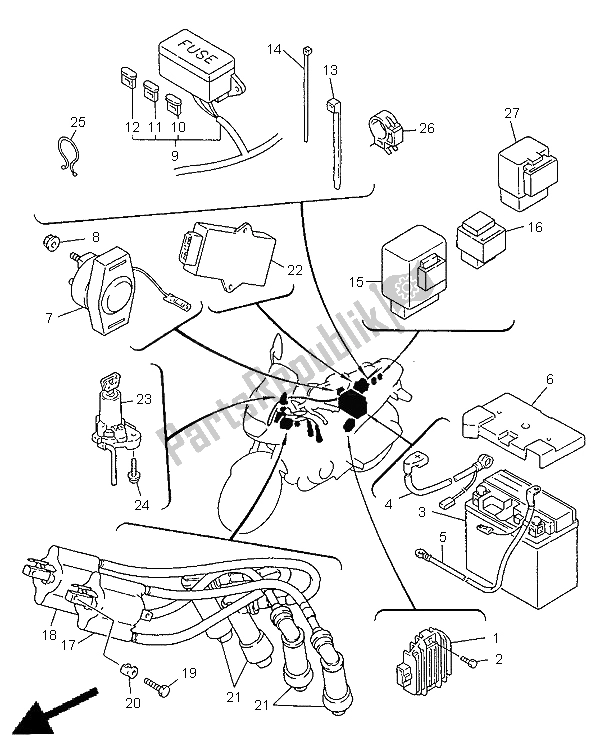 All parts for the Electrical 1 of the Yamaha XJ 600S Diversion 1998