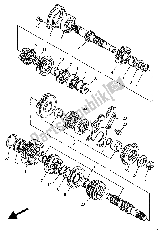 All parts for the Transmission of the Yamaha XTZ 750 Super Tenere 1995