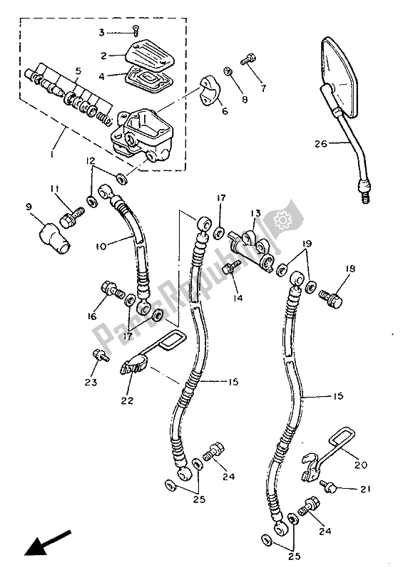 Tutte le parti per il Pompa Freno Anteriore del Yamaha V MAX 12 1200 1992