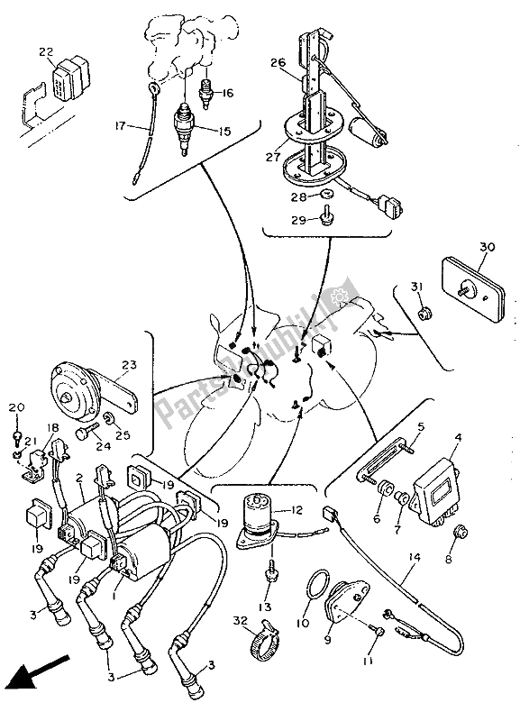 Todas las partes para Eléctrico 1 de Yamaha FZ 750 Genesis 1988