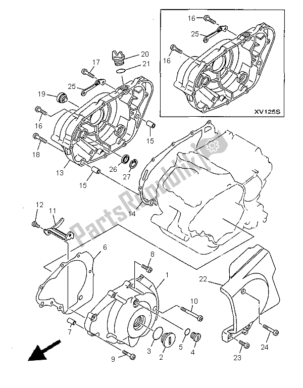 Tutte le parti per il Coperchio Del Carter 1 del Yamaha XV 125 S 1999