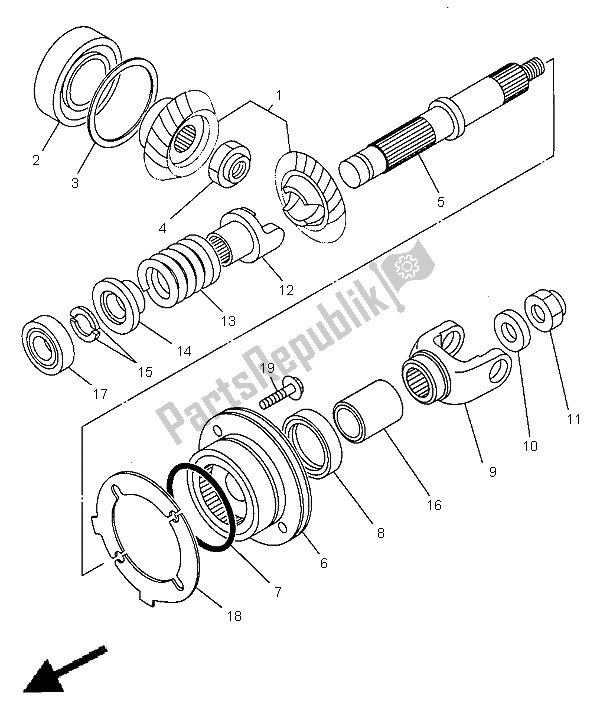 All parts for the Middle Drive Gear of the Yamaha XVS 650A Dragstar Classic 1998