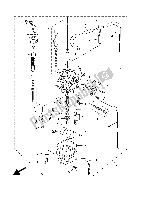 All parts for the Carburetor of the Yamaha TT R 125E SW LW 2003