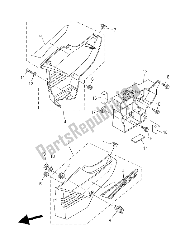 Alle onderdelen voor de Zijdeksel van de Yamaha YBR 125 ED 2009