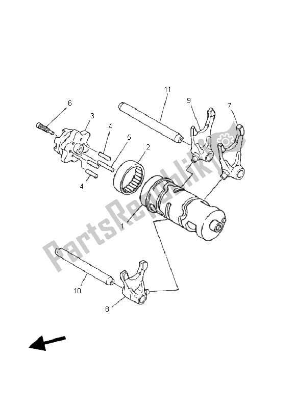 All parts for the Shift Cam & Fork of the Yamaha YFM 250 Bear Tracker 2X4 2002