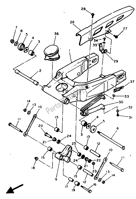 Wszystkie części do Zacisk Hamulca Tylnego Yamaha FZR 1000 1991