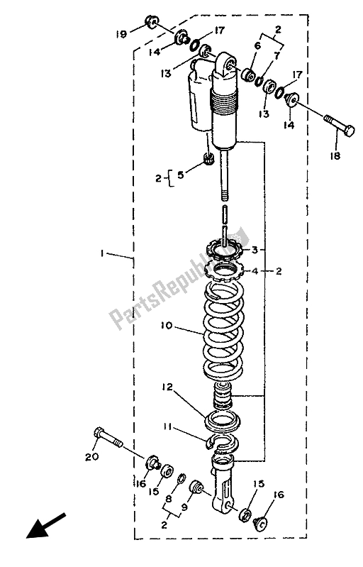 Toutes les pièces pour le Suspension Arrière du Yamaha YZ 125 LC 1993