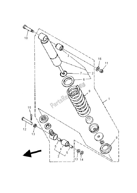 Toutes les pièces pour le Suspension Arrière du Yamaha YFS 200 Blaster 2000