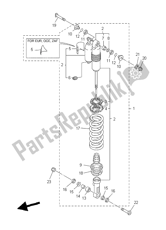 All parts for the Rear Suspension of the Yamaha WR 250F 2009