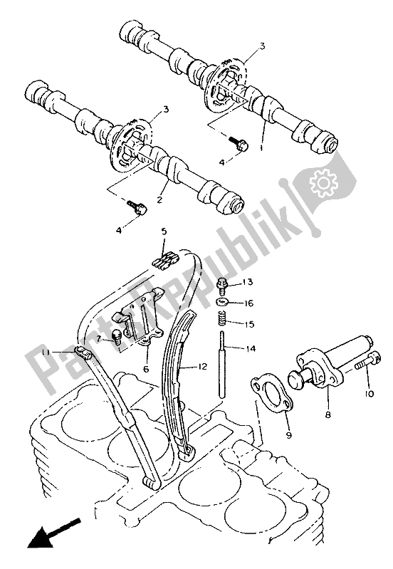 Toutes les pièces pour le Arbre à Cames Et Chaîne du Yamaha FJ 1200 1988