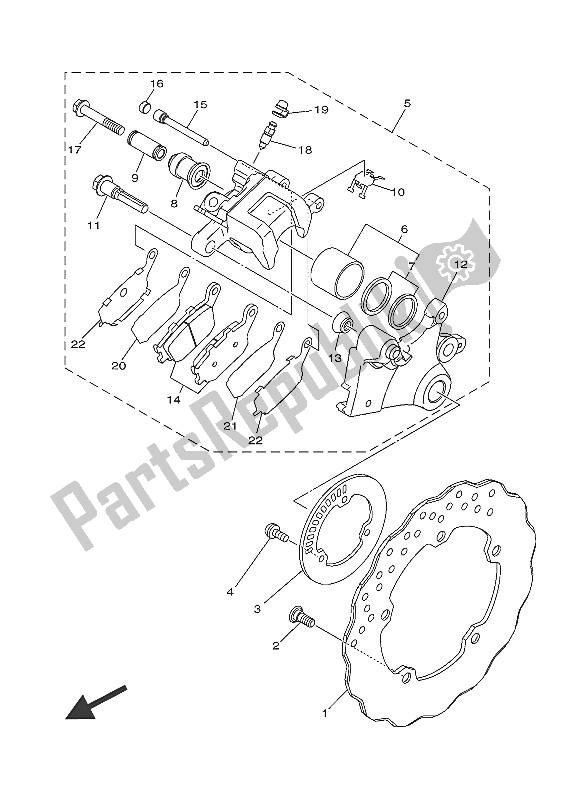 All parts for the Rear Brake Caliper of the Yamaha MT-07 A 700 2016