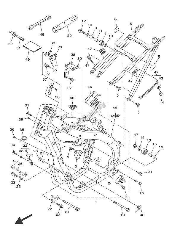 All parts for the Frame of the Yamaha YZ 450F 60 TH Anniversary 2016