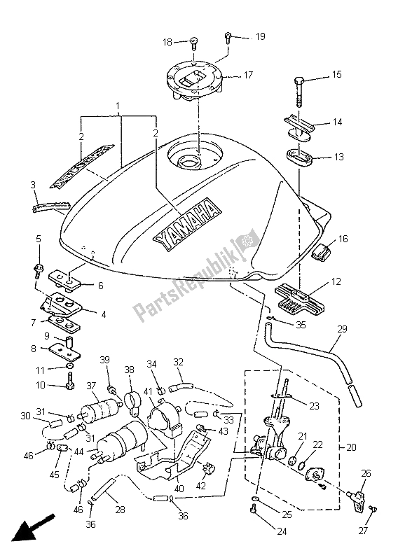 Toutes les pièces pour le Réservoir D'essence du Yamaha XJ 600N 1999