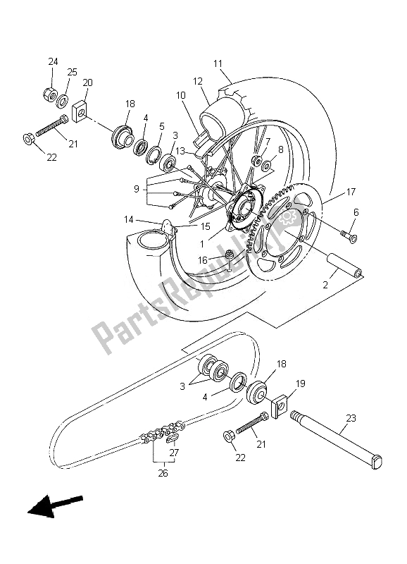 Toutes les pièces pour le Roue Arrière du Yamaha YZ 250F 2010