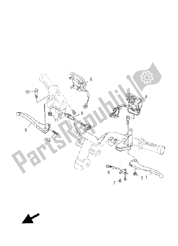 All parts for the Handle Switch & Lever of the Yamaha XC 125E Vity 2008