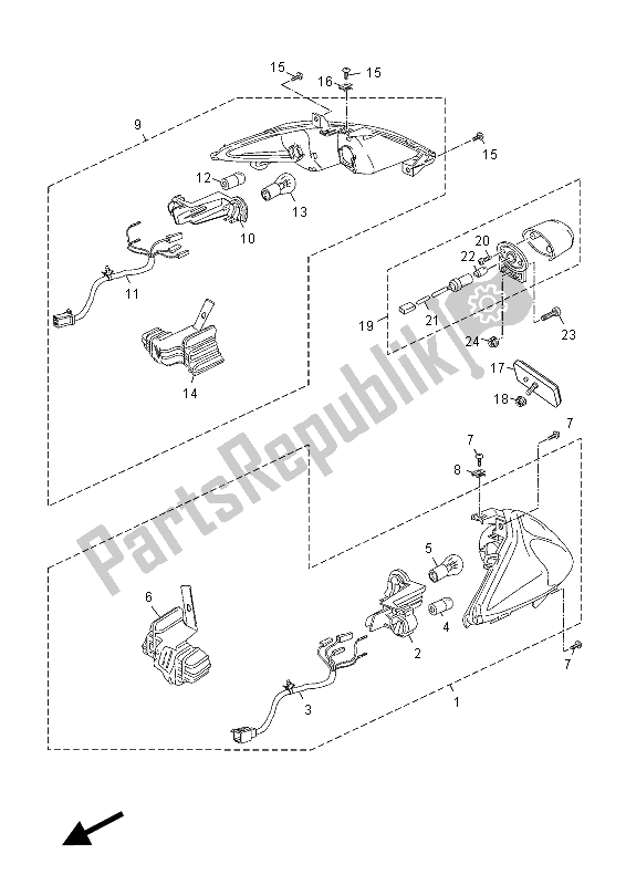 Tutte le parti per il Fanale Posteriore del Yamaha YP 125R X MAX 2012