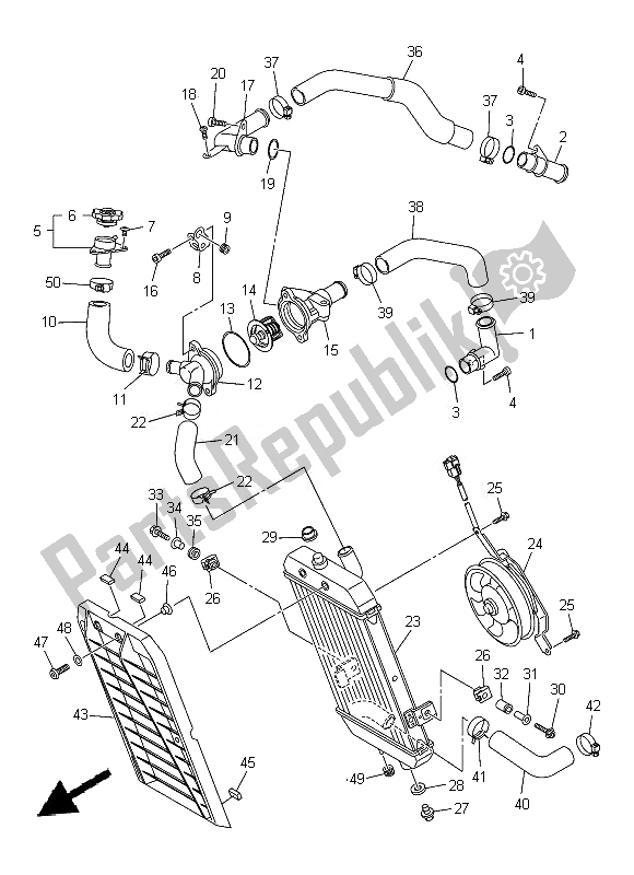 All parts for the Radiator & Hose of the Yamaha XVS 1300A 2014