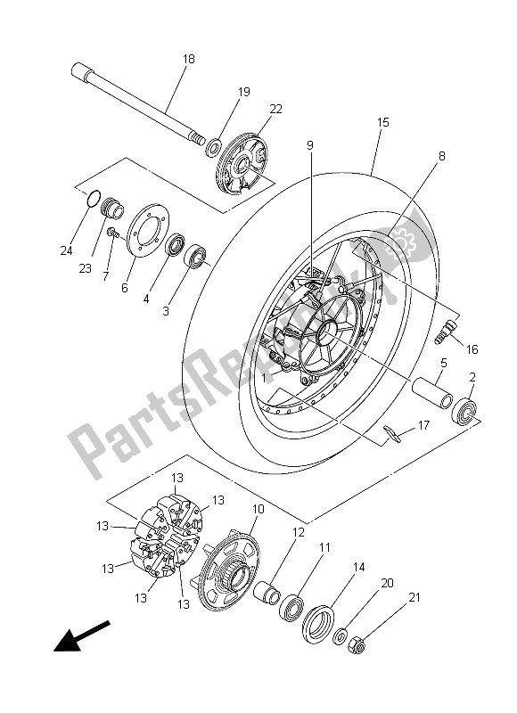 All parts for the Rear Wheel of the Yamaha XT 1200Z 2015