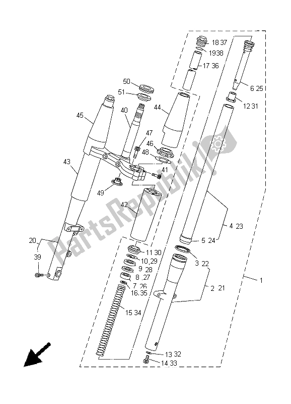 All parts for the Front Fork of the Yamaha XVS 650A Dragstar Classic 2005