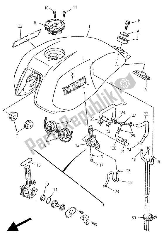 Toutes les pièces pour le Réservoir D'essence du Yamaha XJR 1200 1998