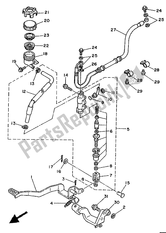 Toutes les pièces pour le Maître-cylindre Arrière du Yamaha XTZ 750 Supertenere 1993