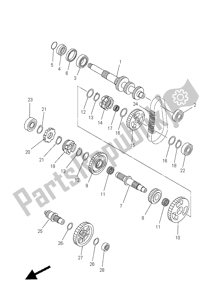 All parts for the Transmission of the Yamaha YFM 450 Fwad IRS Grizzly 4X4 Yamaha Black 2015