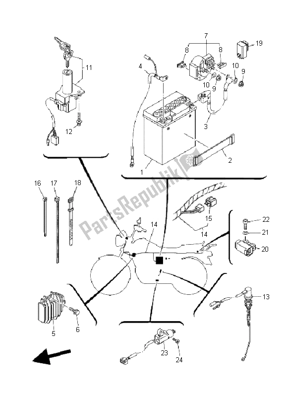 All parts for the Electrical 1 of the Yamaha YB 125 SPD 2008