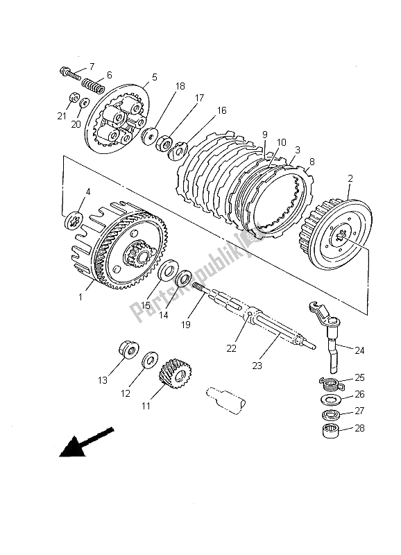 All parts for the Clutch of the Yamaha DT 125R 2000