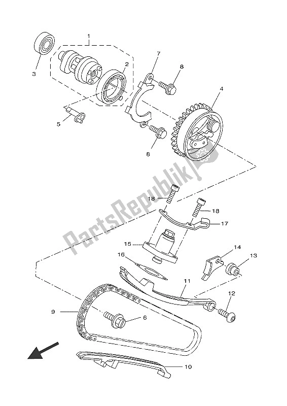 All parts for the Camshaft & Chain of the Yamaha MT 125A 2016