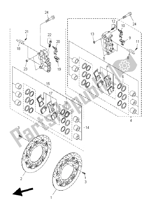 All parts for the Front Brake Caliper of the Yamaha YZF R1 1000 2011