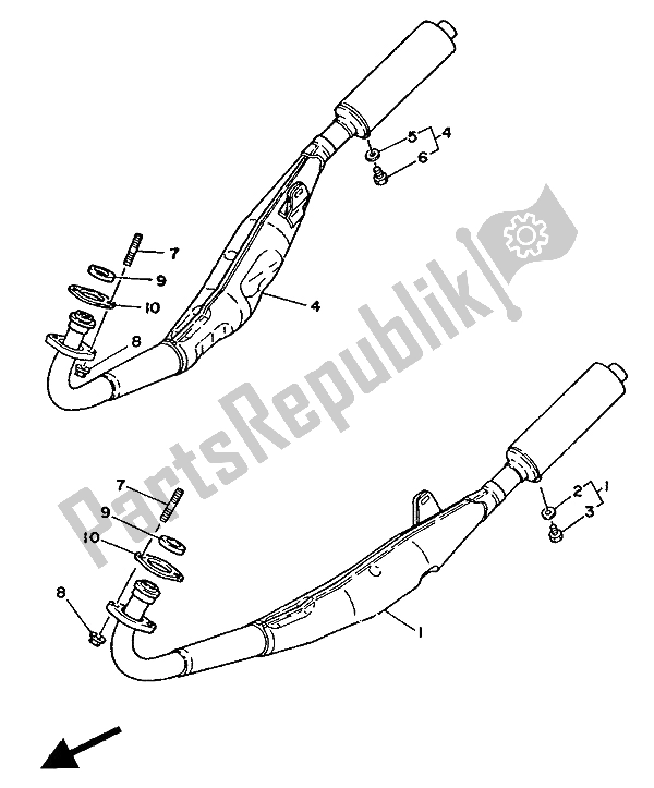 Toutes les pièces pour le échappement du Yamaha RD 350 LCF 1988