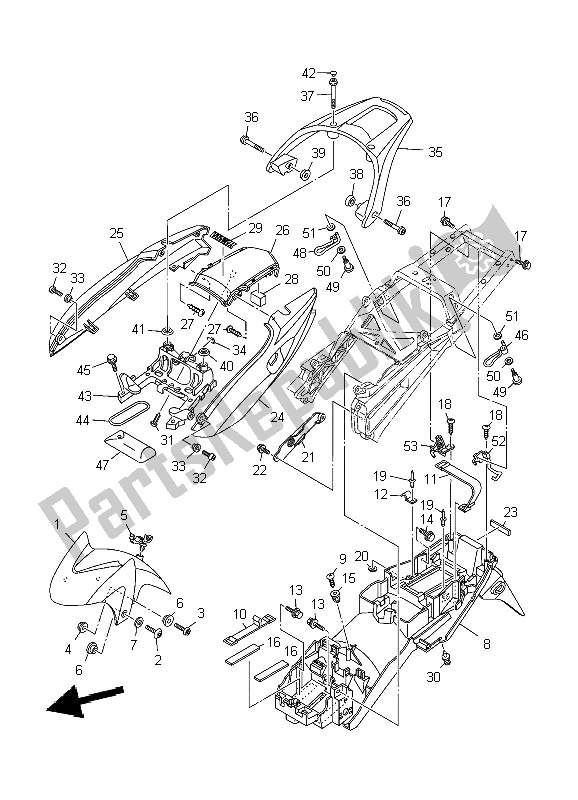 Tutte le parti per il Parafango del Yamaha TDM 900 2004