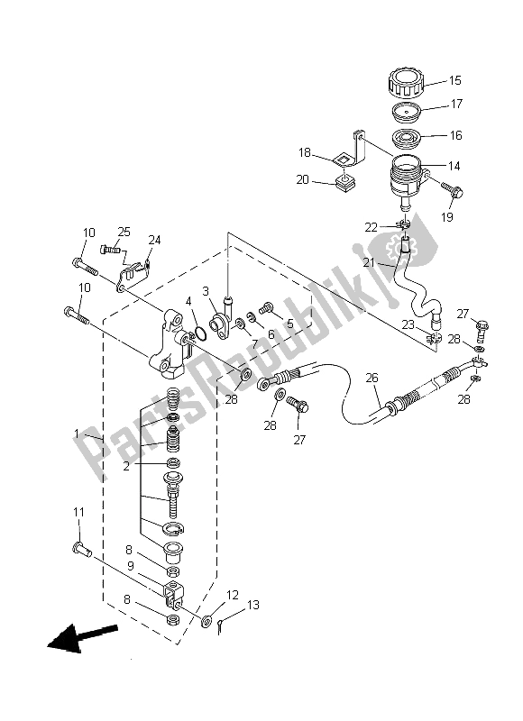 Toutes les pièces pour le Maître-cylindre Arrière du Yamaha YFM 700R 2014