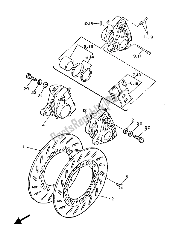 Toutes les pièces pour le étrier De Frein Avant du Yamaha XJ 900F 1987