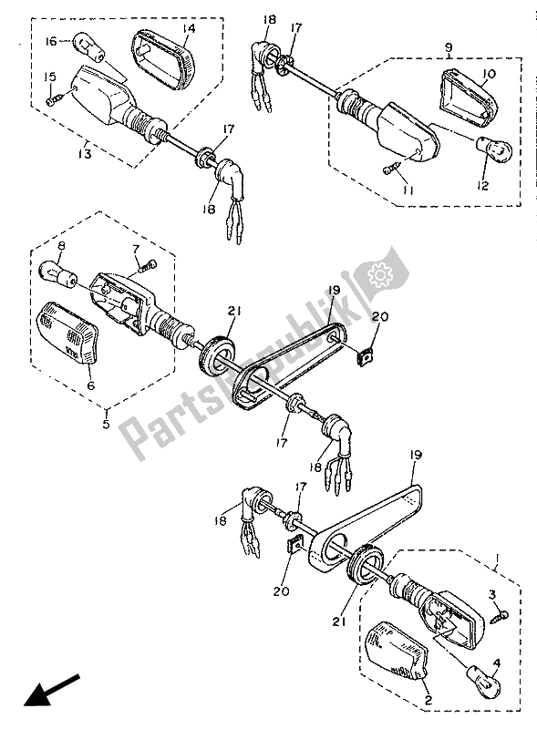 Tutte le parti per il Luce Lampeggiante del Yamaha FZR 600 Genesis 1989