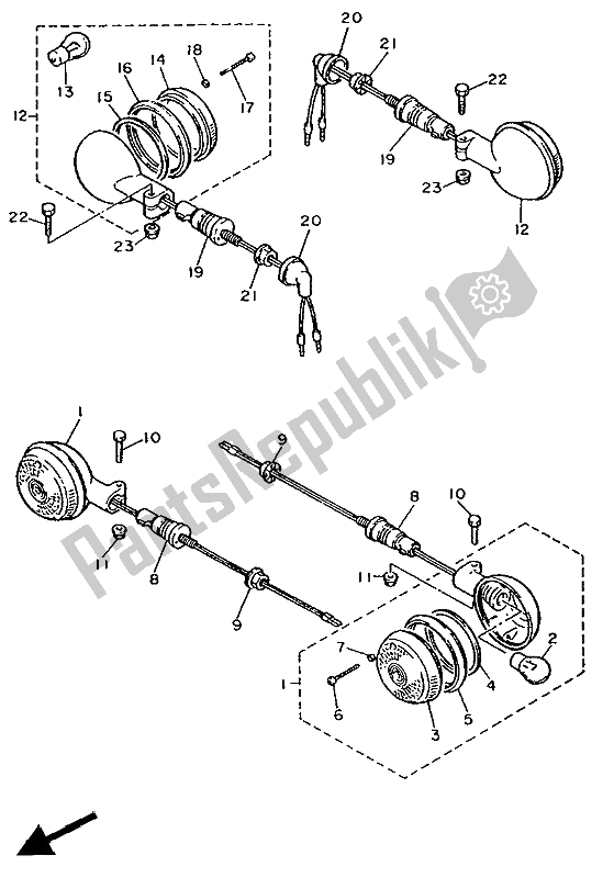 Todas as partes de Luz Intermitente do Yamaha XV 535 Virago 1992